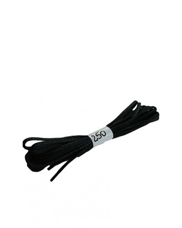 Czarne woskowane sznurówki do butów płaskie 250 cm Halan