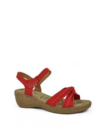 Czerwone sandały damskie na koturnie 6810-83626 American