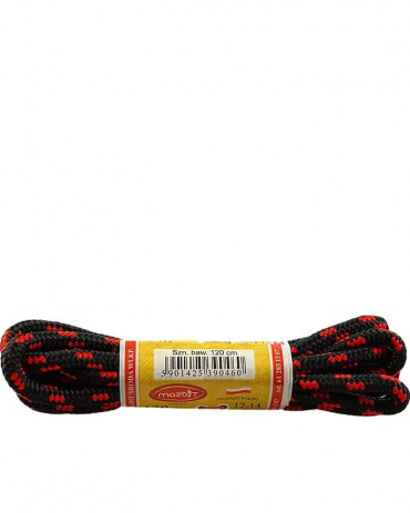 Czarno-czerwone trekkingowe sznurówki do butów 120 cm Mazbit