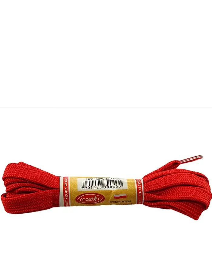 Czerwone sznurówki do sneakersów, płaskie, 10, 90 cm, Mazbit