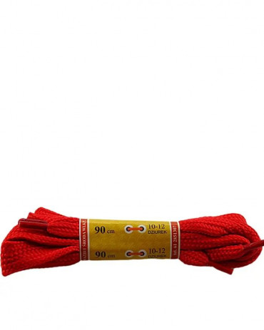 Czerwone sznurówki do sneakersów, płaskie, 15, 90 cm, Mazbit