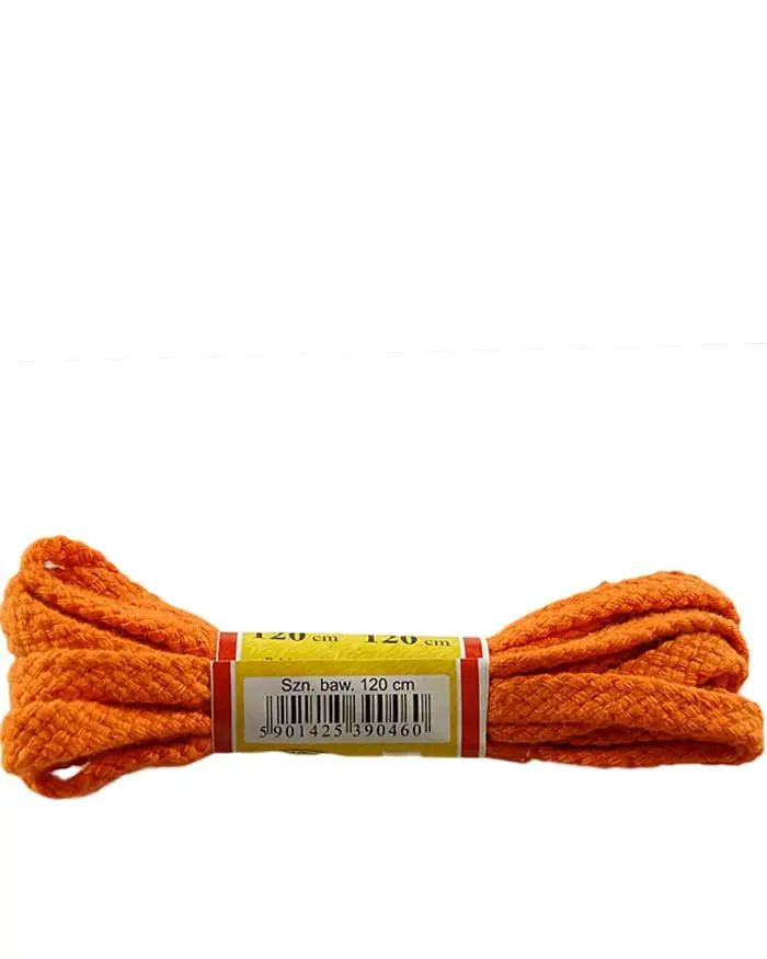 Pomarańczowe, płaskie sznurówki do butów, 120 cm, Mazbit