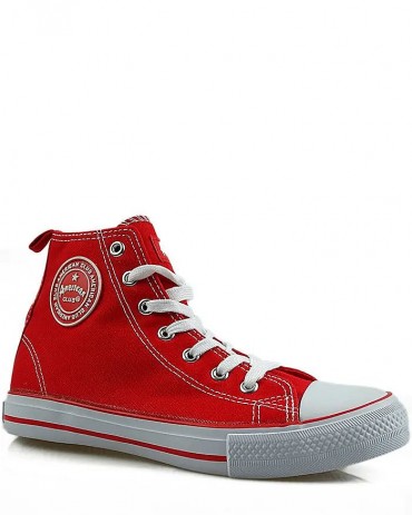 Czerwone trampki, sneakersy za kostkę, AK 9120-6