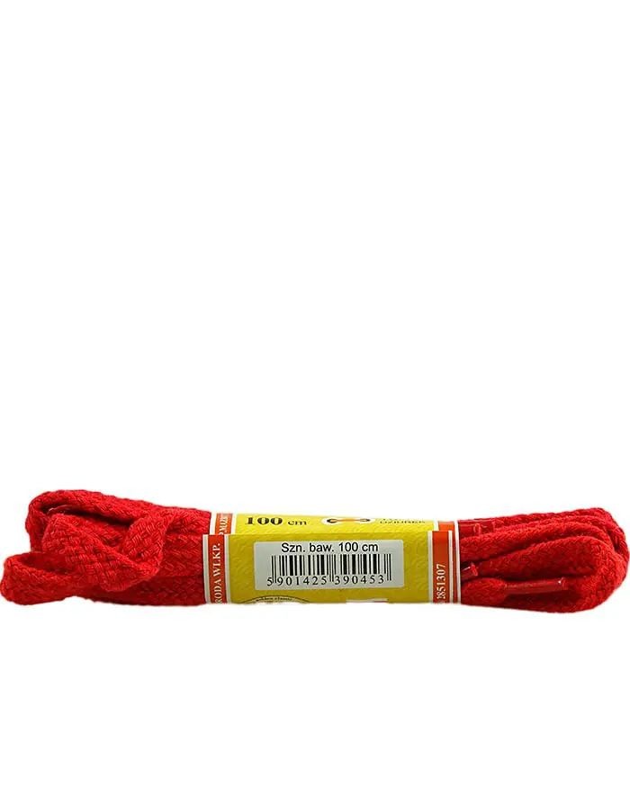 Czerwone sznurówki do butów, płaskie, 100 cm, Mazbit