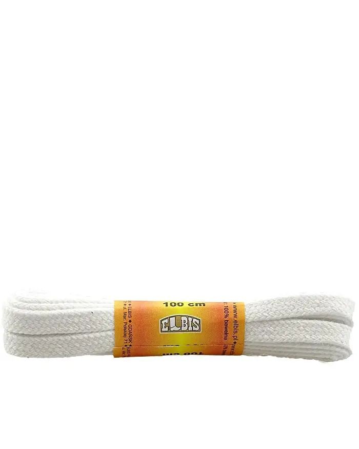 Białe, płaskie sznurówki do butów, 120 cm, Elbis