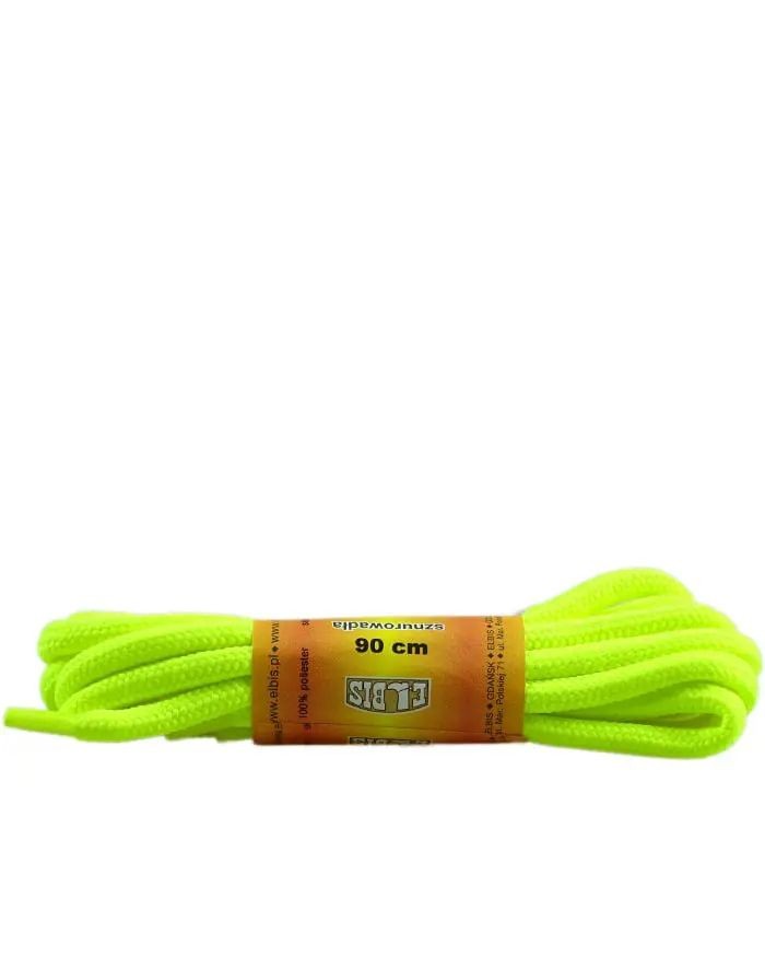 Żółte, neon, sznurówki poliestrowe, okrągłe grube, 90 cm, Elbis
