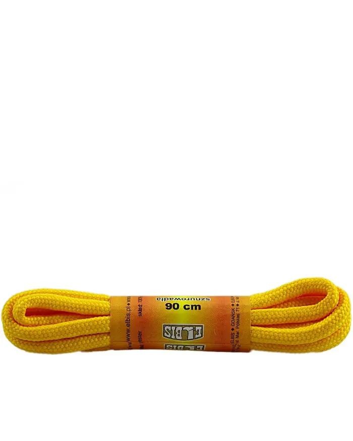 Żółte, poliestrowe sznurówki, okrągłe grube, 120 cm, Elbis