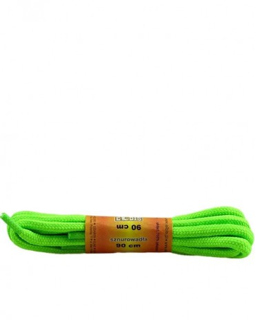 Zielone, neon, poliestrowe sznurówki, okrągłe grube, 120 cm, Elbis