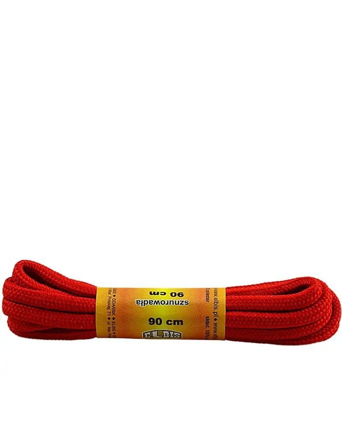 Czerwone, poliestrowe sznurówki, okrągłe grube, 120 cm, Elbis
