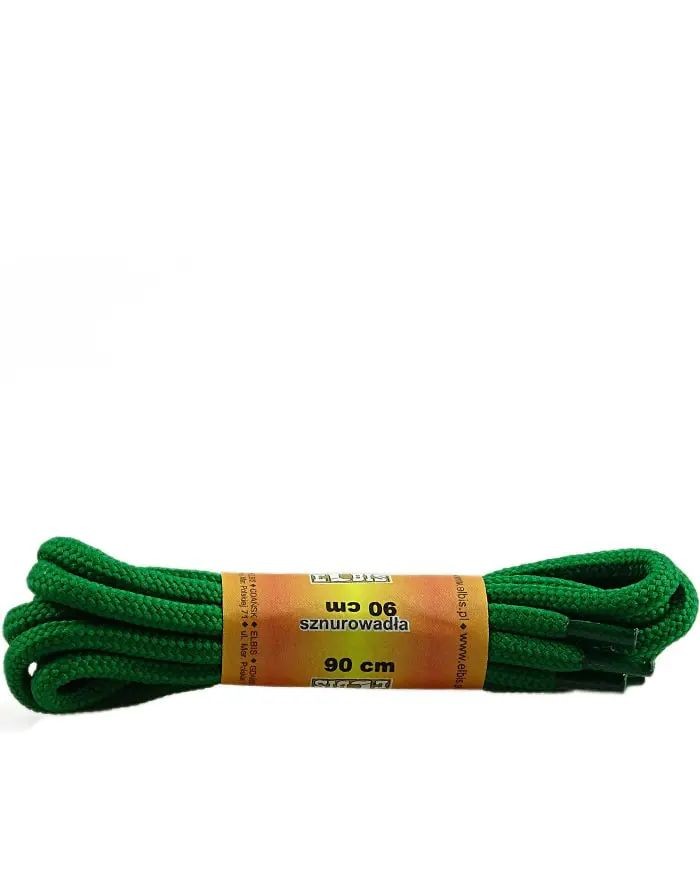 Zielone, poliestrowe sznurówki, okrągłe grube, 150 cm, Elbis