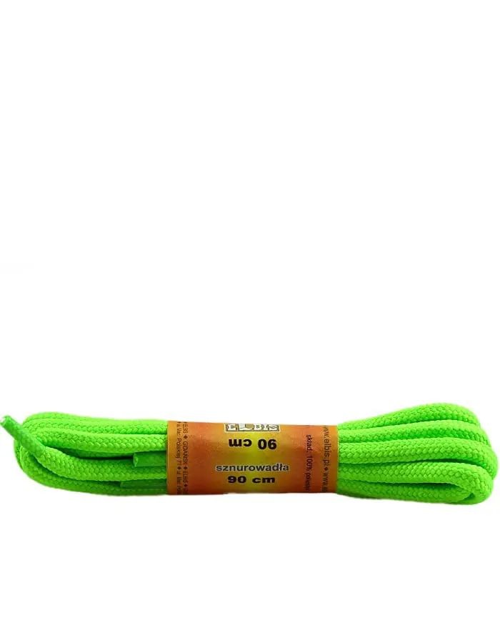 Zielone, neon, poliestrowe sznurówki, okrągłe grube, 200 cm, Elbis
